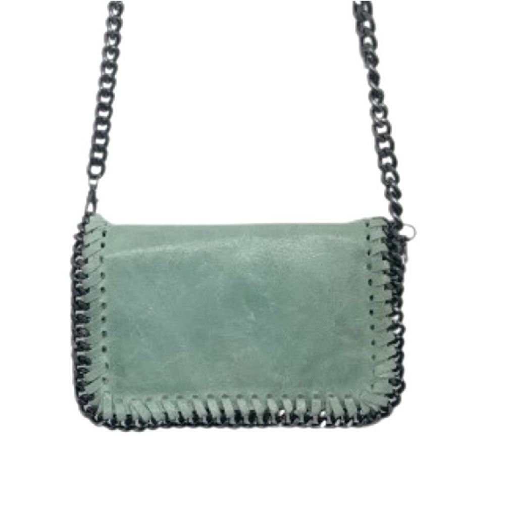 Borse In Pelle Stella Green Clutch & Crossbody Bag in Leather - Picture 4 of 11